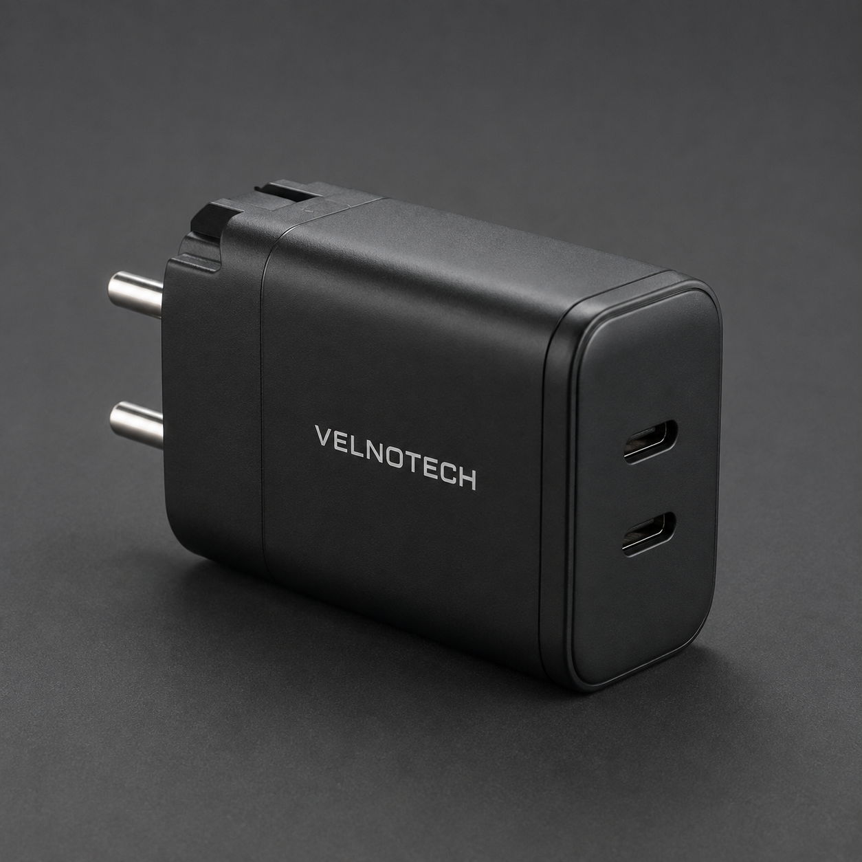 Velnotech 65W GaN Dual-Port Charger – USB-C + USB-C Fast Charger for iPhone & MacBook